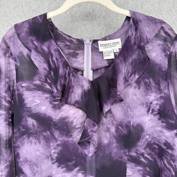 Newport News VTG Sheer Flutter Sleeve Blouse Size 8 Purple Fairy Grunge Whimsy - Picture 3 of 13